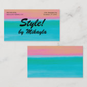 Turquoise to Peach Gradient Beauty Style Nails Visitenkarte (Vorne/Hinten)