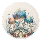 Turquoise Toadstool Fairy Village Keramikknauf (Vorderseite)