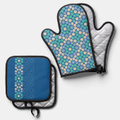 Turquoise Tranquility Ofenhandschuh & Topflappen-Set (Vorderseite/Rückseite)