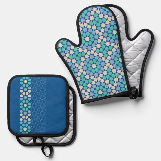 Turquoise Tranquility Ofenhandschuh & Topflappen-Set (Vorderseite/Rückseite)