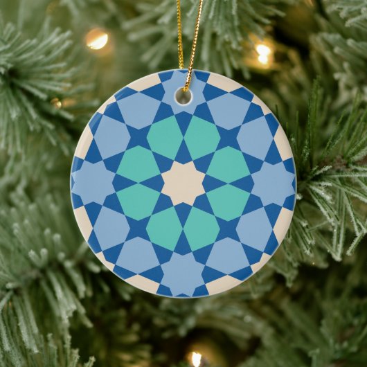 Turquoise Tranquility Pattern Keramik Ornament (Baum)