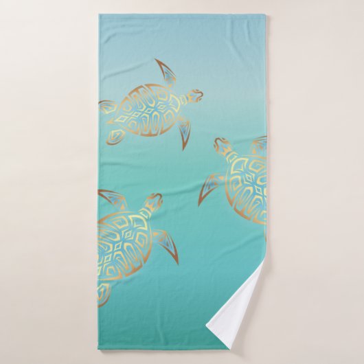 Turquoise Turtles Badehandtuch (Badehandtuch)