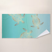 Turquoise Turtles Badehandtuch (Badehandtuch)