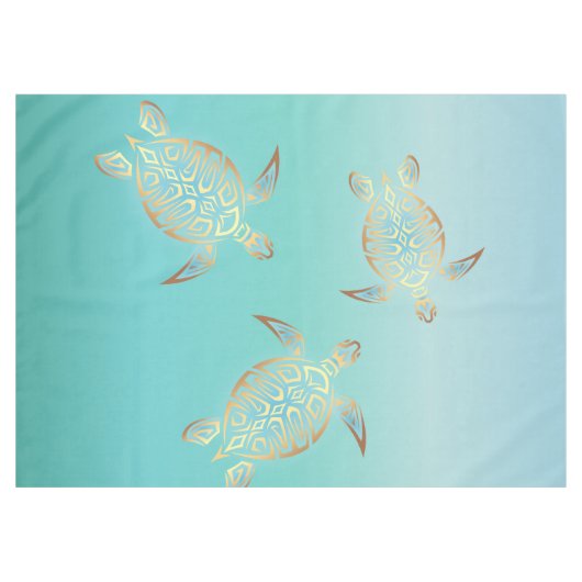 Turquoise Turtles Tischdecke (Vorderseite (Horizontal))