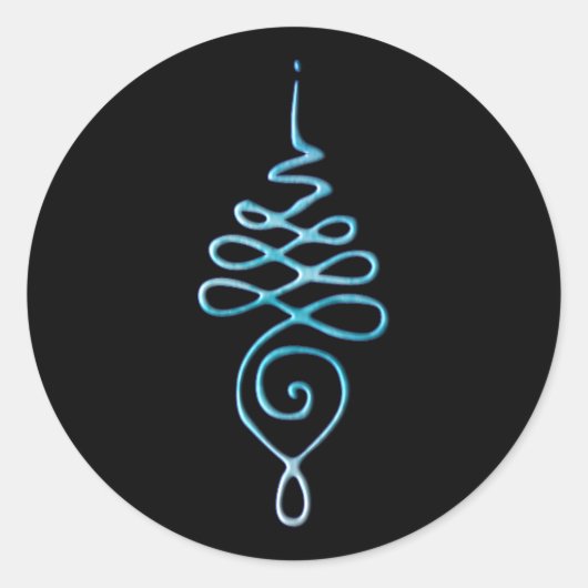 Turquoise Unalome Runder Aufkleber (Vorderseite)