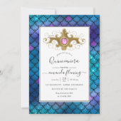 Turquoise und Gold Gemstone Meerjungfrau Quinceañe Einladung (Vorderseite)