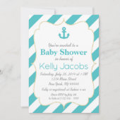 Turquoise und Gold Nautical Baby Dusche Einladung (Vorderseite)