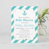 Turquoise und Gold Nautical Baby Dusche Einladung (Stehend Vorderseite)