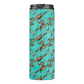 Turquoise und Gold Peacock Paisley Thermosbecher (Rückseite)