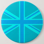 Turquoise Union Jack British Flag Design Button (Vorderseite)