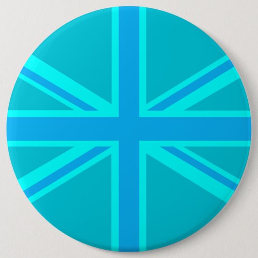 Turquoise Union Jack British Flag Design Button (Vorderseite)