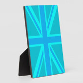 Turquoise Union Jack British Flag Design Fotoplatte (Seite)