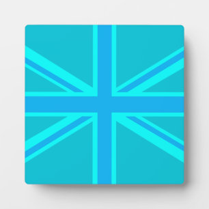 Turquoise Union Jack British Flag Design Fotoplatte