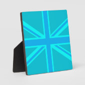 Turquoise Union Jack British Flag Design Fotoplatte (Vorderseite)