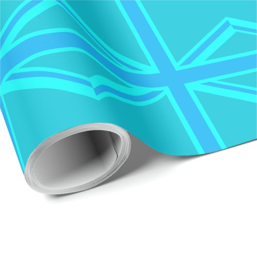 Turquoise Union Jack British Flag Design Geschenkpapier (Rolleneckpunkt)