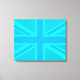 Turquoise Union Jack British Flag Design Leinwanddruck