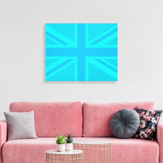 Turquoise Union Jack British Flag Design Leinwanddruck (Insitu (Wohnzimmer))