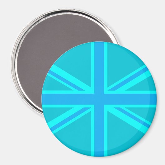 Turquoise Union Jack British Flag Design Magnet (Vorderseite/Rückseite)