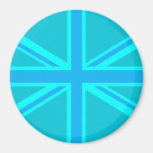 Turquoise Union Jack British Flag Design Magnet (Vorne)