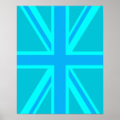 Turquoise Union Jack British Flag Design Poster (Vorne)
