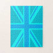 Turquoise Union Jack British Flag Design Puzzle (Vertikal)