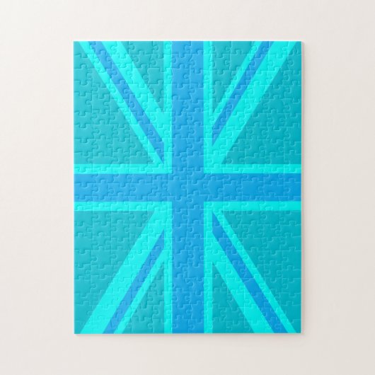 Turquoise Union Jack British Flag Design Puzzle (Vertikal)