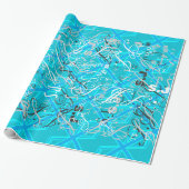 Turquoise Union Jack Flag Anpassen Geschenkpapier (Ungerollt)
