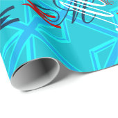 Turquoise Union Jack Flag Anpassen Geschenkpapier (Rolleneckpunkt)