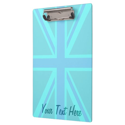 Turquoise Union Jack Flag Anpassen Klemmbrett (Links)