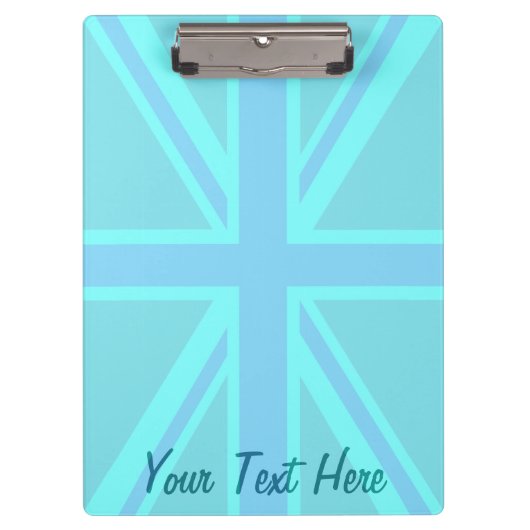 Turquoise Union Jack Flag Anpassen Klemmbrett (Vorderseite)