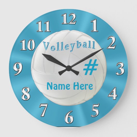 Turquoise VOLLEYBALL Uhr mit NAME und NUMMER (Vorderseite)