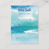 Turquoise Watercolor Ocean Earring Display Card Visitenkarte (Vorderseite)