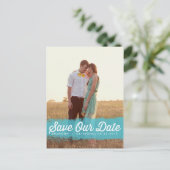 TURQUOISE WATERCOLOR | SAVE THE DATE POSTCARD ANKÜNDIGUNGSPOSTKARTE (Stehend Vorderseite)