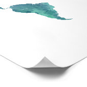 Turquoise Watercolor Weltkarte Poster (Ecke)