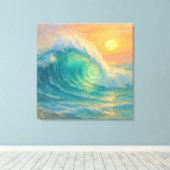 Turquoise Wave - Pastel Painting Style Art Leinwanddruck (Insitu (Holzboden))