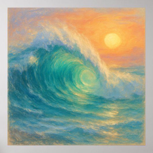 Turquoise Wave - Pastel Painting Style Art Poster (Vorne)