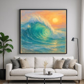 Turquoise Wave - Pastel Painting Style Art Poster