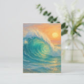 Turquoise Wave - Pastel Painting Style Art Postkarte (Stehend Vorderseite)