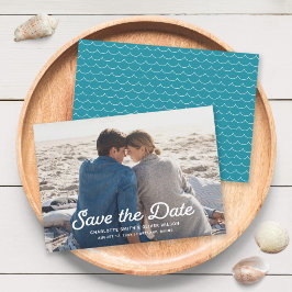 Turquoise Waves Full Foto Save the Date Karte