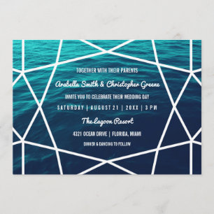 Turquoise Waves Geometric Wedding Einladung