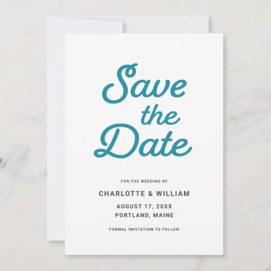 Turquoise Waves Save the Date Card (Vorderseite)