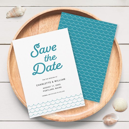 Turquoise Waves Save the Date Card