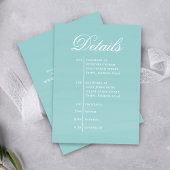 Turquoise Wedding Timeline Details Simple RSVP Begleitkarte