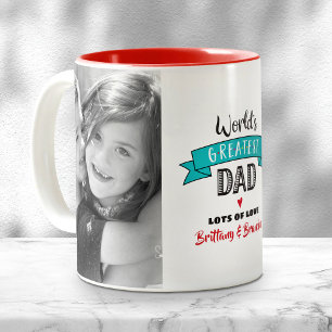 Turquoise Welt Bester Vater 2 Foto Bold Modern Zweifarbige Tasse