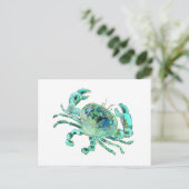 Turquoise Weltraumkrabbe Postkarte (Stehend Vorderseite)