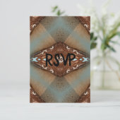 Turquoise Western Motif Wedding RSVP Karte (Stehend Vorderseite)
