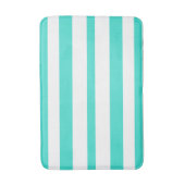 Turquoise White Beachy Summer Stripes Badematte (Vorderseite Vertikal)