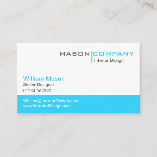 Turquoise & White Corporate Business Card Visitenkarte (Vorderseite)