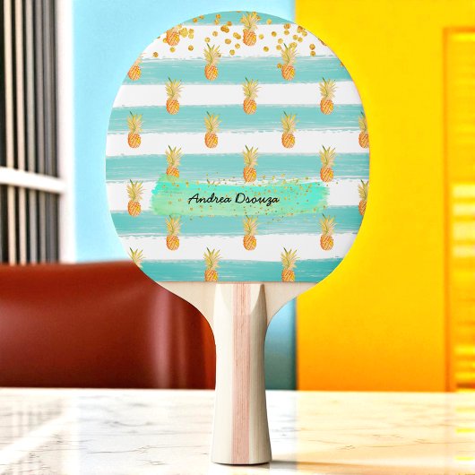 Turquoise White Gold Ananas Sommer Tischtennis Schläger