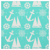 Turquoise White Nautical Coastal Boating Stoff (Muster)